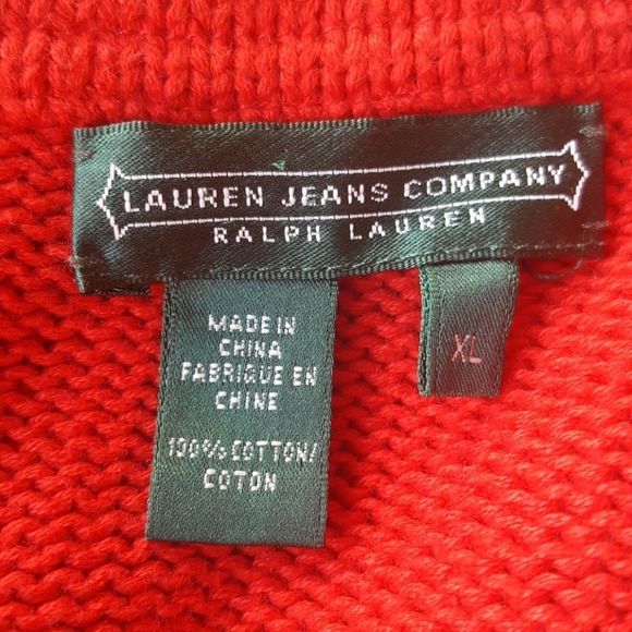 SOLD!! RALPH LAUREN Red Moto Sweater - Size X-Large - Picture 5 of 5